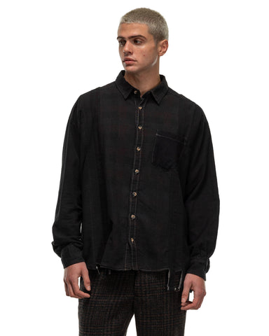 Needles Rebuild by Needles Flannel Shirt -> 7 Cuts Wide Shirt/Over Dye Black, Shirts