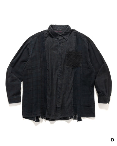 Needles Rebuild by Needles Flannel Shirt -> 7 Cuts Wide Shirt/Over Dye Black, Shirts