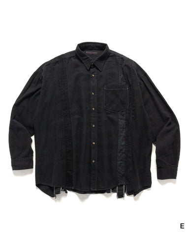 Needles Rebuild by Needles Flannel Shirt -> 7 Cuts Wide Shirt/Over Dye Black, Shirts