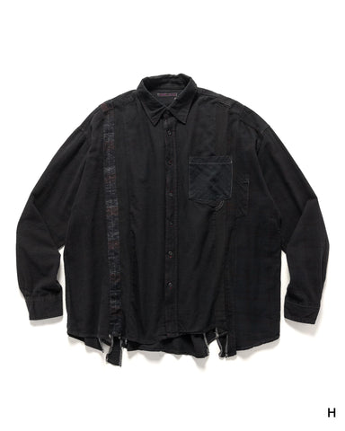 Needles Rebuild by Needles Flannel Shirt -> 7 Cuts Wide Shirt/Over Dye Black, Shirts