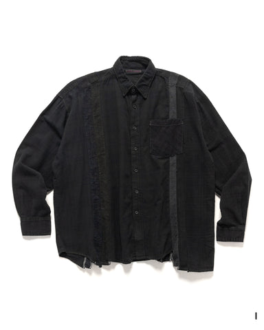 Needles Rebuild by Needles Flannel Shirt -> 7 Cuts Wide Shirt/Over Dye Black, Shirts