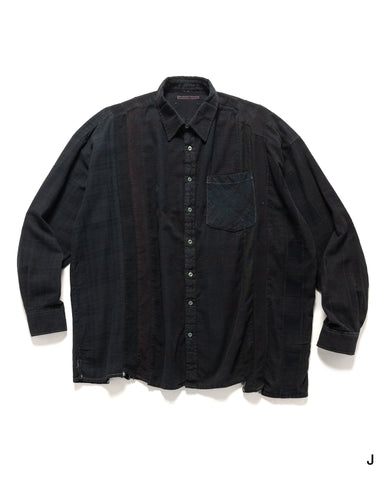 Needles Rebuild by Needles Flannel Shirt -> 7 Cuts Wide Shirt/Over Dye Black, Shirts