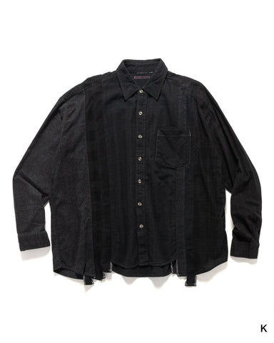 Needles Rebuild by Needles Flannel Shirt -> 7 Cuts Wide Shirt/Over Dye Black, Shirts