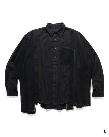 Needles Rebuild by Needles Flannel Shirt -> 7 Cuts Wide Shirt/Over Dye Black, Shirts