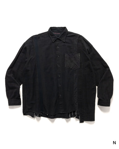 Needles Rebuild by Needles Flannel Shirt -> 7 Cuts Wide Shirt/Over Dye Black, Shirts