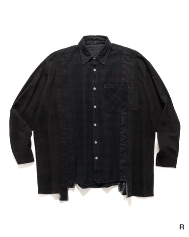 Needles Rebuild by Needles Flannel Shirt -> 7 Cuts Wide Shirt/Over Dye Black, Shirts