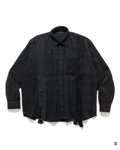 Needles Rebuild by Needles Flannel Shirt -> 7 Cuts Wide Shirt/Over Dye Black, Shirts