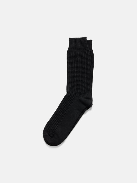 ROTOTO R1110 Cotton Waffle Crew Socks Black, Socks