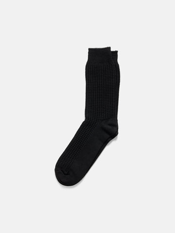 ROTOTO R1110 Cotton Waffle Crew Socks Black, Socks