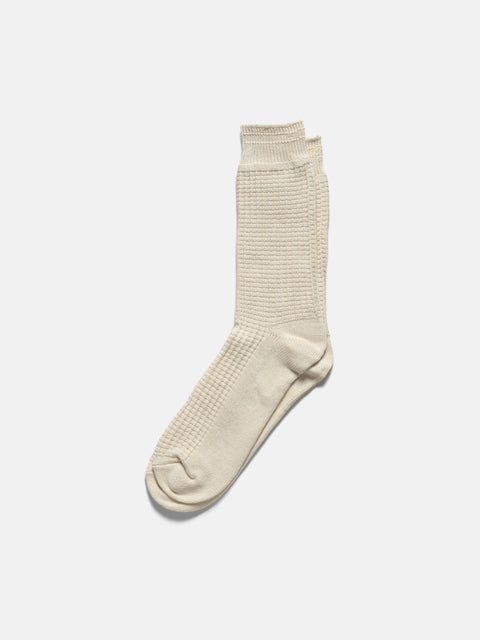 ROTOTO R1110 Cotton Waffle Crew Socks Raw White, Socks