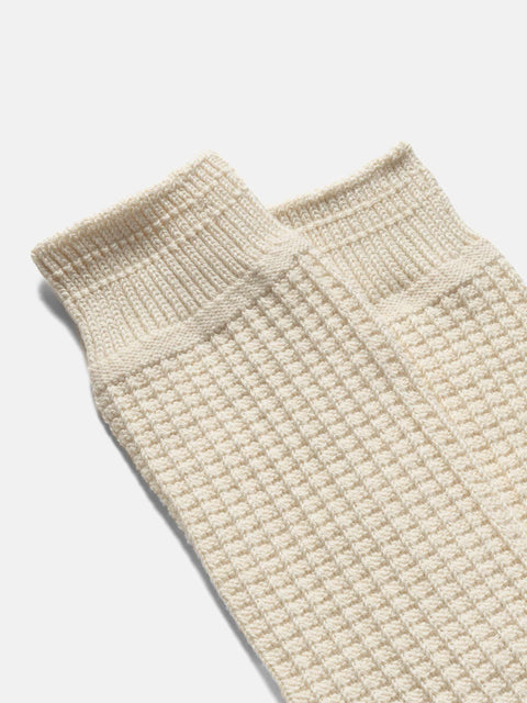 ROTOTO R1110 Cotton Waffle Crew Socks Raw White, Socks
