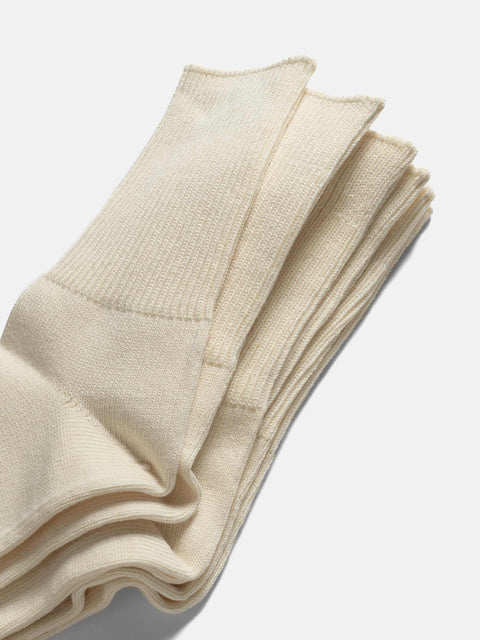 ROTOTO R1427 Organic Daily 3 Pack Ribbed Crew Socks Ivory, Socks