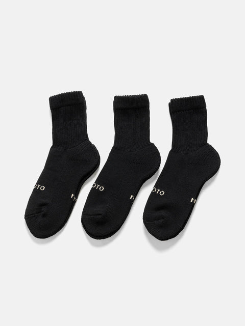 ROTOTO R1522 Organic Daily 3 Pack Mini Crew Socks Black, Socks