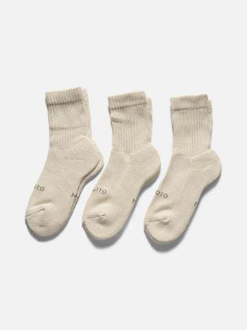 ROTOTO R1522 Organic Daily 3 Pack Mini Crew Socks Ivory, Socks