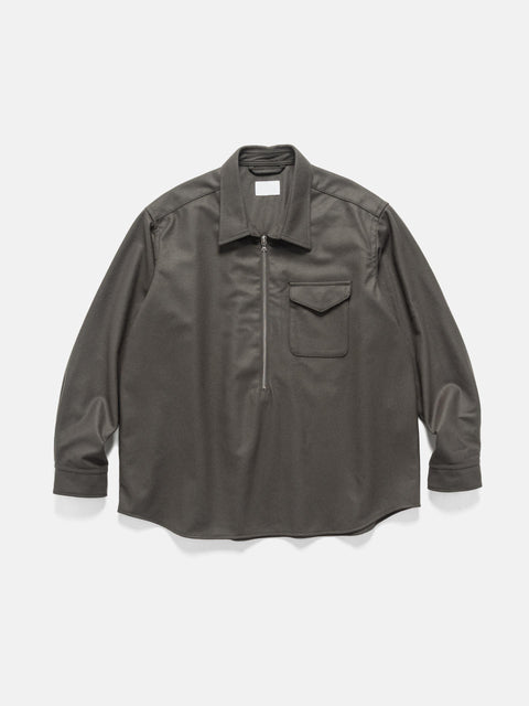 SOPHNET. Light Melton Wool Half-Zip Shirt Charcoal, Shirts