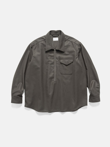SOPHNET. Light Melton Wool Half-Zip Shirt Charcoal, Shirts