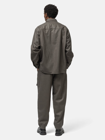 SOPHNET. Light Melton Wool Half-Zip Shirt Charcoal, Shirts