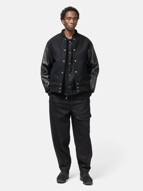 SOPHNET. Light Melton Wool Royal Navy Pants Black, Trousers
