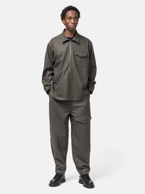 SOPHNET. Light Melton Wool Royal Navy Pants Charcoal, Trousers