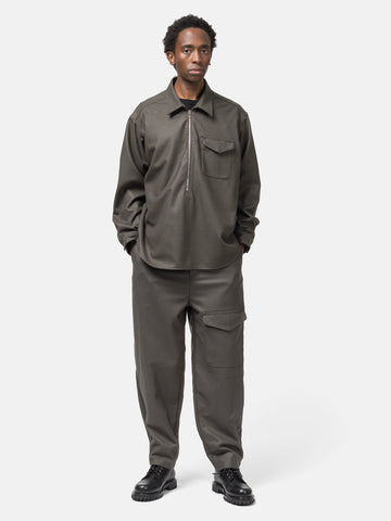 SOPHNET. Light Melton Wool Royal Navy Pants Charcoal, Trousers