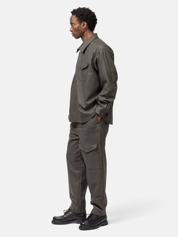 SOPHNET. Light Melton Wool Royal Navy Pants Charcoal, Trousers