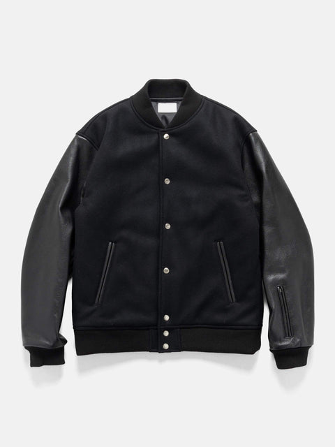 SOPHNET. Melton Lambswool Varsity Jacket Black, Jackets