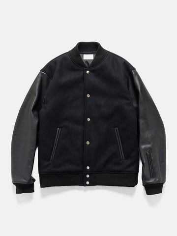 SOPHNET. Melton Lambswool Varsity Jacket Black, Jackets