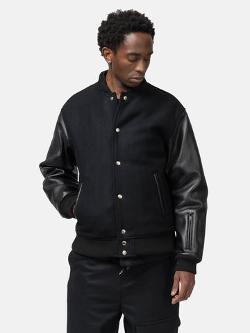 SOPHNET. Melton Lambswool Varsity Jacket Black, Jackets