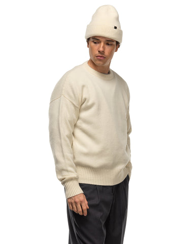 Sophnet. Wool Cashmere Oversized Crewneck Knit Off White, Sweaters