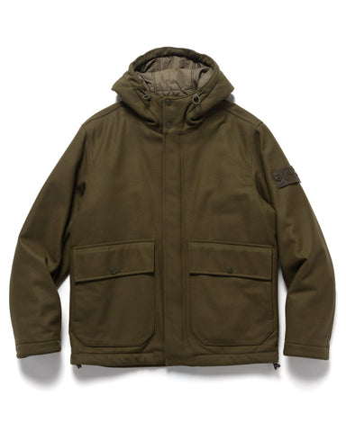 Stone Island Ghost Piece Wool Nylon Flannel Jacket Military Green, Outerwear