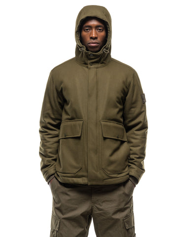 Stone Island Ghost Piece Wool Nylon Flannel Jacket Military Green, Outerwear