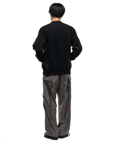 Sacai Sponge Sweat x Nylon Twill Pullover Black, Sweaters