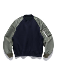 Sacai Sponge Sweat Panelled Pullover Navy x Khaki, Sweaters