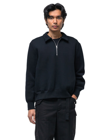 Sacai Sponge Sweat Polo LS Shirt Black, Sweaters