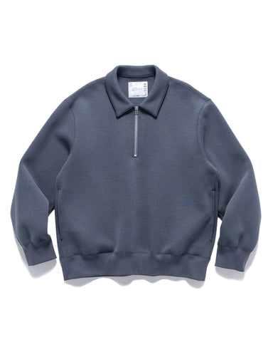 Sacai Sponge Sweat Polo LS Shirt Blue Gray, Sweaters