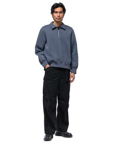 Sacai Sponge Sweat Polo LS Shirt Blue Gray, Sweaters