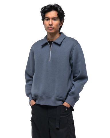 Sacai Sponge Sweat Polo LS Shirt Blue Gray, Sweaters