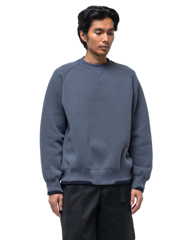 Sacai Sponge Sweat Pullover Crew Blue Gray, Sweaters