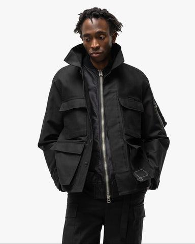 sacai x WTAPS Cotton Back Satin Jacket Black, Outerwear