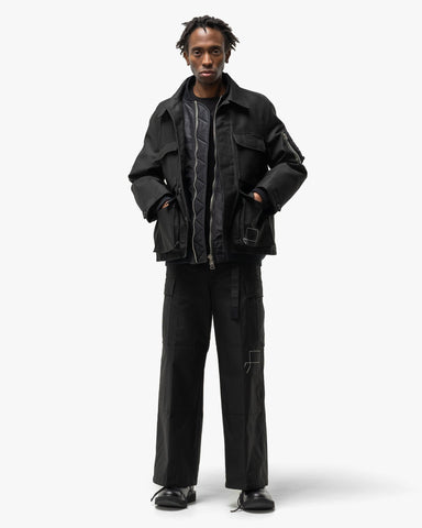 sacai x WTAPS Cotton Back Satin Pants Black, Bottoms