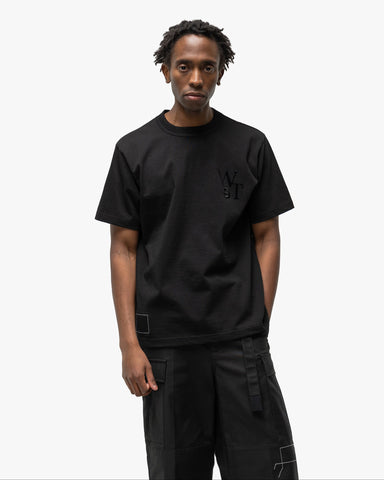 sacai x WTAPS Flock Print T-Shirt Black, T-Shirts