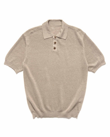 Sophnet. Linen Mesh Oversized S/S Polo Beige, Shirts