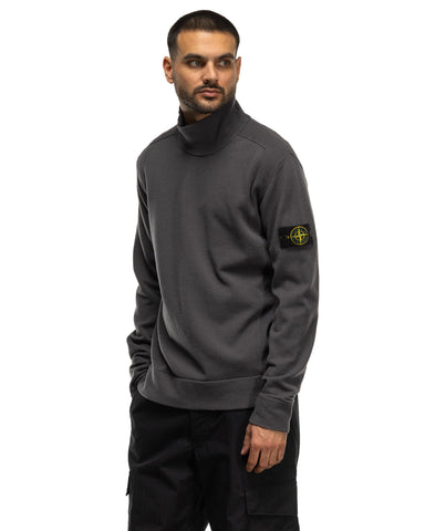 Stone Island Stretch RWS Wool Mock Neck Sweater Lead Grey, Sweaters