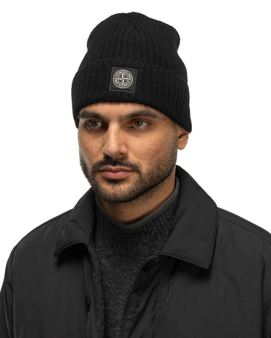 Stone Island 7 Gauge Geelong Wool Beanie Black, Headwear