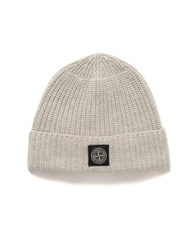 Stone Island 7 Gauge Geelong Wool Beanie Melange Pearl Grey, Headwear