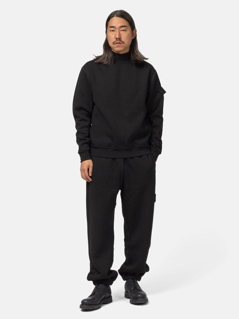 Stone Island Ghost Piece Cotton Wool Mock Neck Black, Sweatshirts