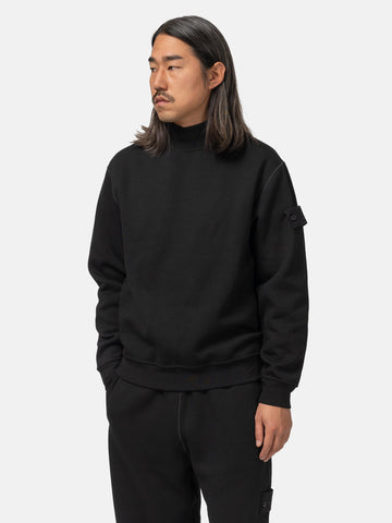 Stone Island Ghost Piece Cotton Wool Mock Neck Black, Sweatshirts