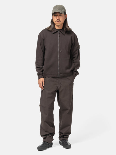 Stone Island Ghost Piece Cotton Wool Fleece Track Jacket Dark Brown, Track Jackets