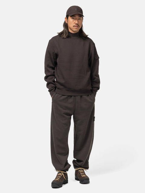 Stone Island Ghost Piece Cotton Wool Mock Neck Dark Brown, Sweatshirts