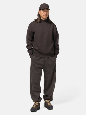 Stone Island Ghost Piece Cotton Wool Mock Neck Dark Brown, Sweatshirts